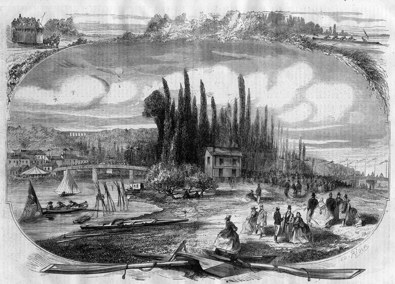 بوجيفال (إيفلين) ضفاف نهر السين عام 1868 بواسطة فنان غير معروف