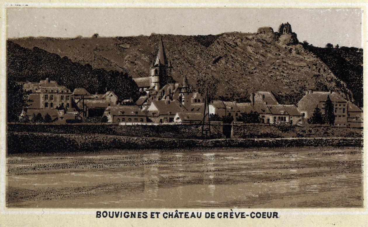 Bouvignes sur Meuse وقلعة Creve Coeur (Creve-Coeur أو Crevecoeur) ، والونيا ، بلجيكا بواسطة فنان غير معروف