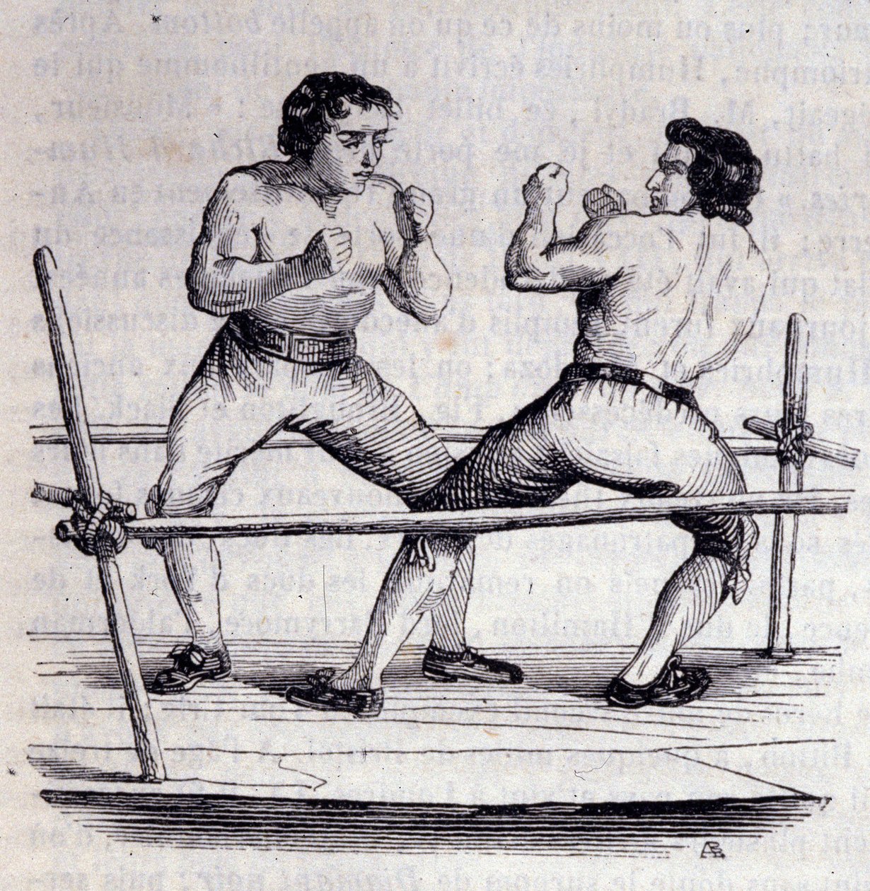 الملاكمان دانيال ميندوزا (1764-1836) وريتشارد همفريز (همفريز) عام 1790. نقش القرن التاسع عشر بواسطة فنان غير معروف