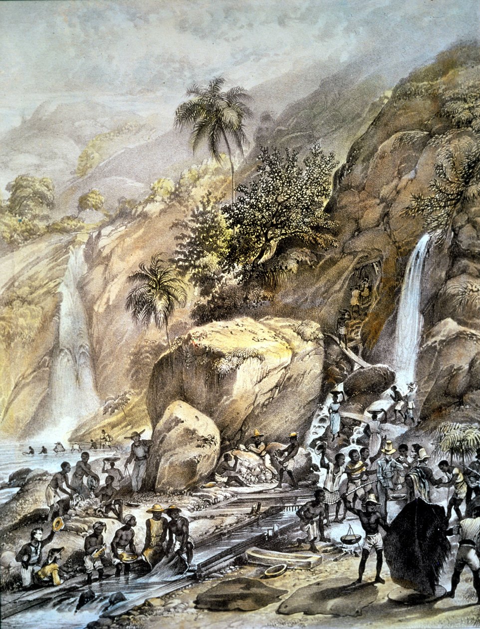 البرازيل ، خام الذهب هو الحمم البركانية في جبال إيتاكولومي (ميناس جيرايس). 1820 بواسطة فنان غير معروف