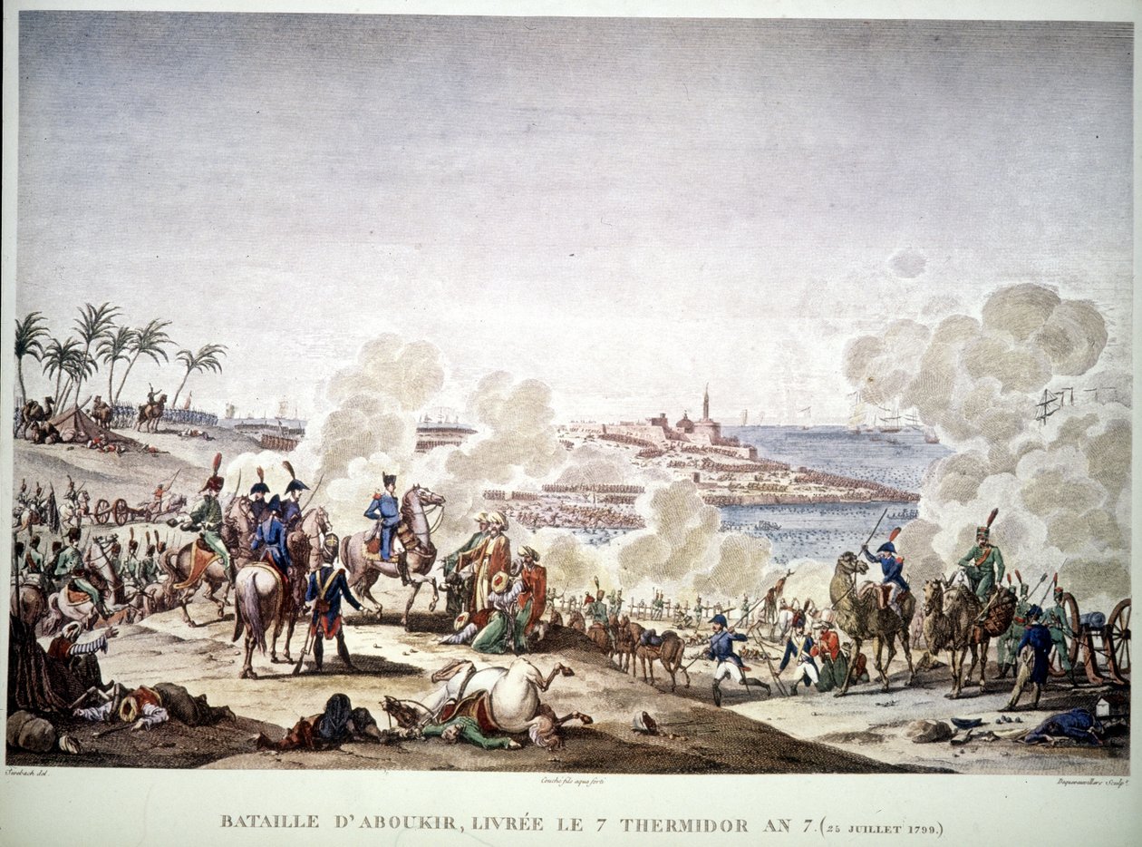 حملة (بعثة) مصر (1798-1801) ، نابليون في مصر: معركة أبو قير ، 25 يوليو بواسطة فنان غير معروف
