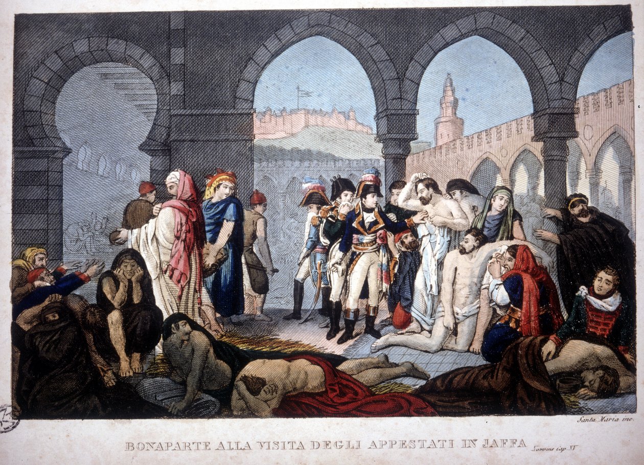 حملة (بعثة) مصر (1798-1801): زيارة نابليون لمرض يافا في مصر ، حوالي عام 1800. بواسطة فنان غير معروف