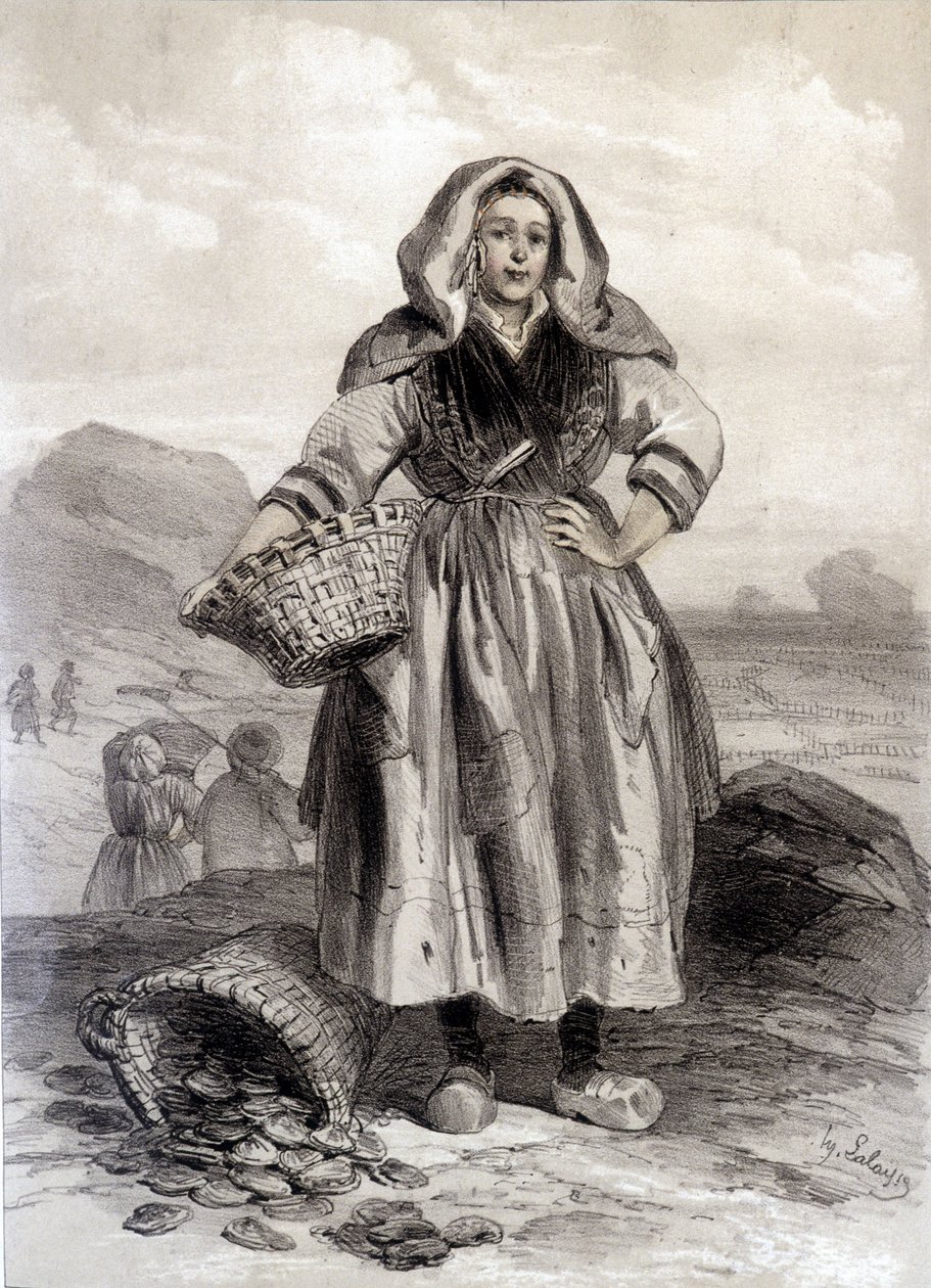 Cancale Oyster Fisherman - الطباعة الحجرية بواسطة فنان غير معروف