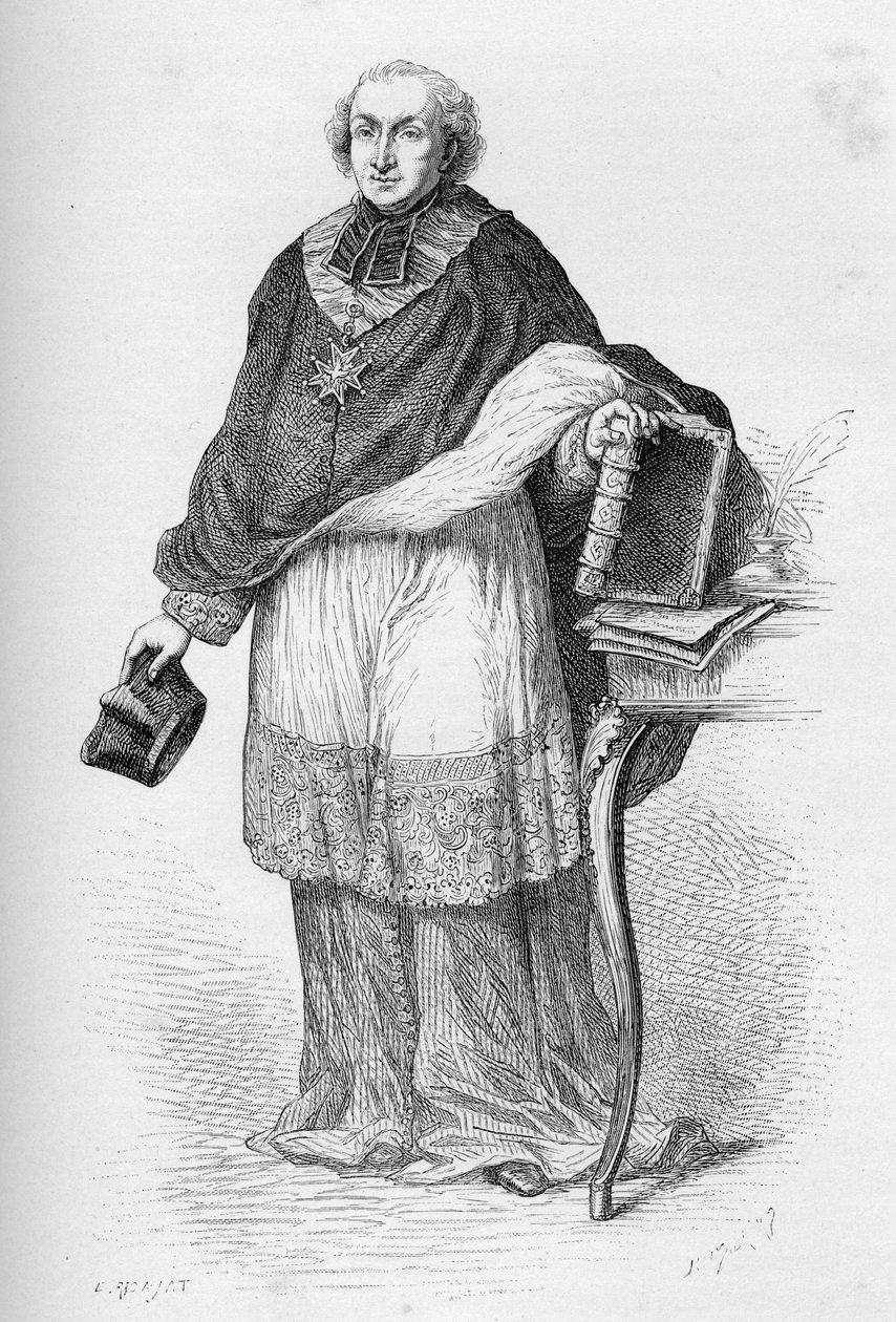 الكاردينال إتيان شارل دي لومي دي برين - إتيان دي لوني دي برين (1727-1794) ، سياسي فرنسي - نقش من "" تاريخ فرنسا الذي روى لأحفادي "" - بقلم فرانسوا غيزو - 1872-1876 بواسطة فنان غير معروف