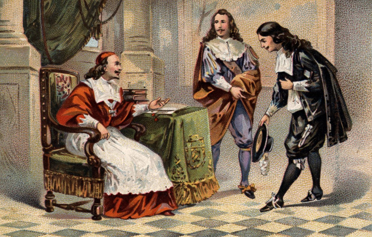 استقبل الكاردينال جول مازارين (جوليو ريموندو مازارين أو مازارين) (1602-1661) جون المعمدان (جان بابتيست) كولبير (1619-1683). بواسطة فنان غير معروف