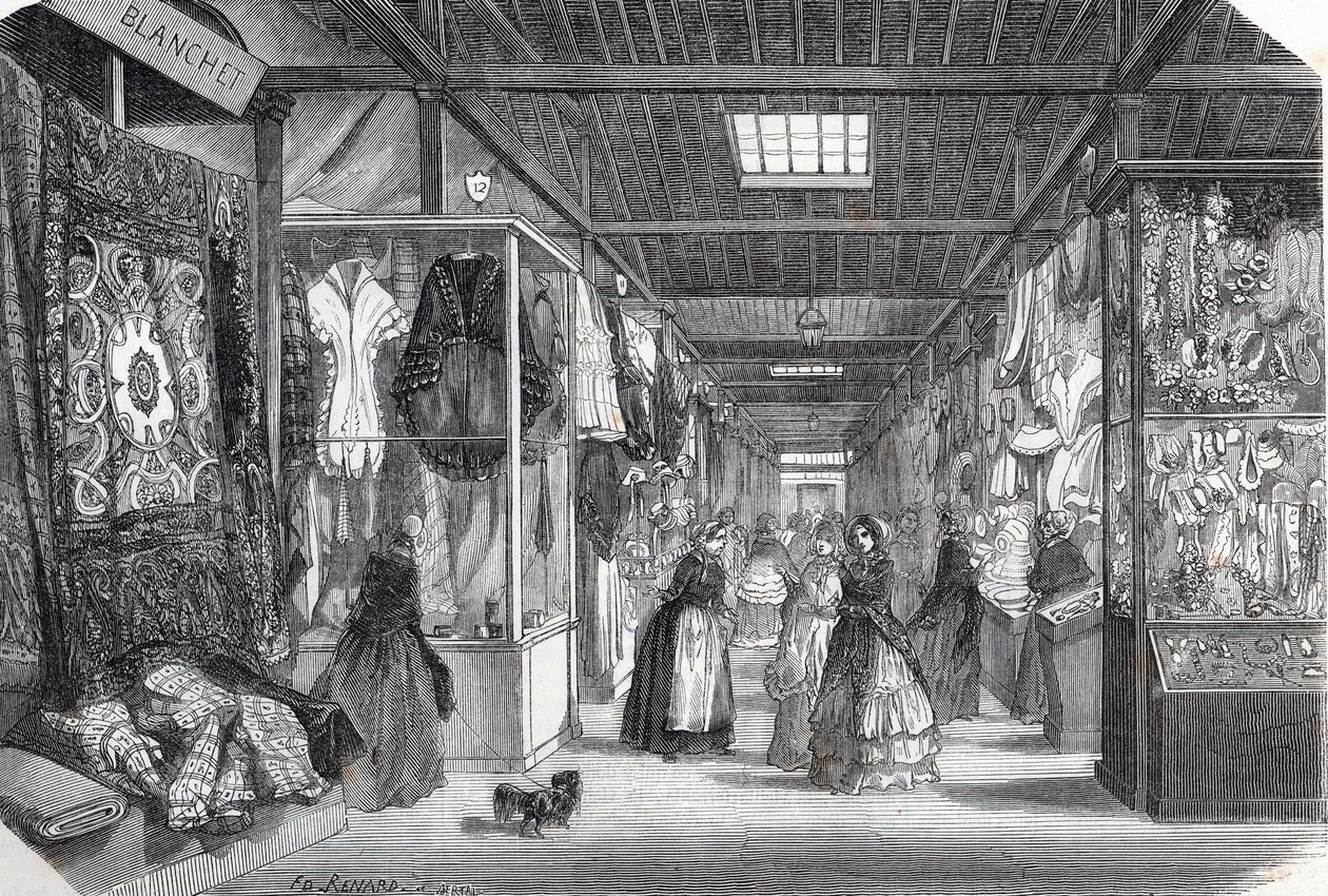 Carre du Palais Royal (Palais-Royal) في باريس في القرن التاسع عشر - نقش في "" Tableau-de-Paris "" لإدموند تيكسييه 1852 بواسطة فنان غير معروف