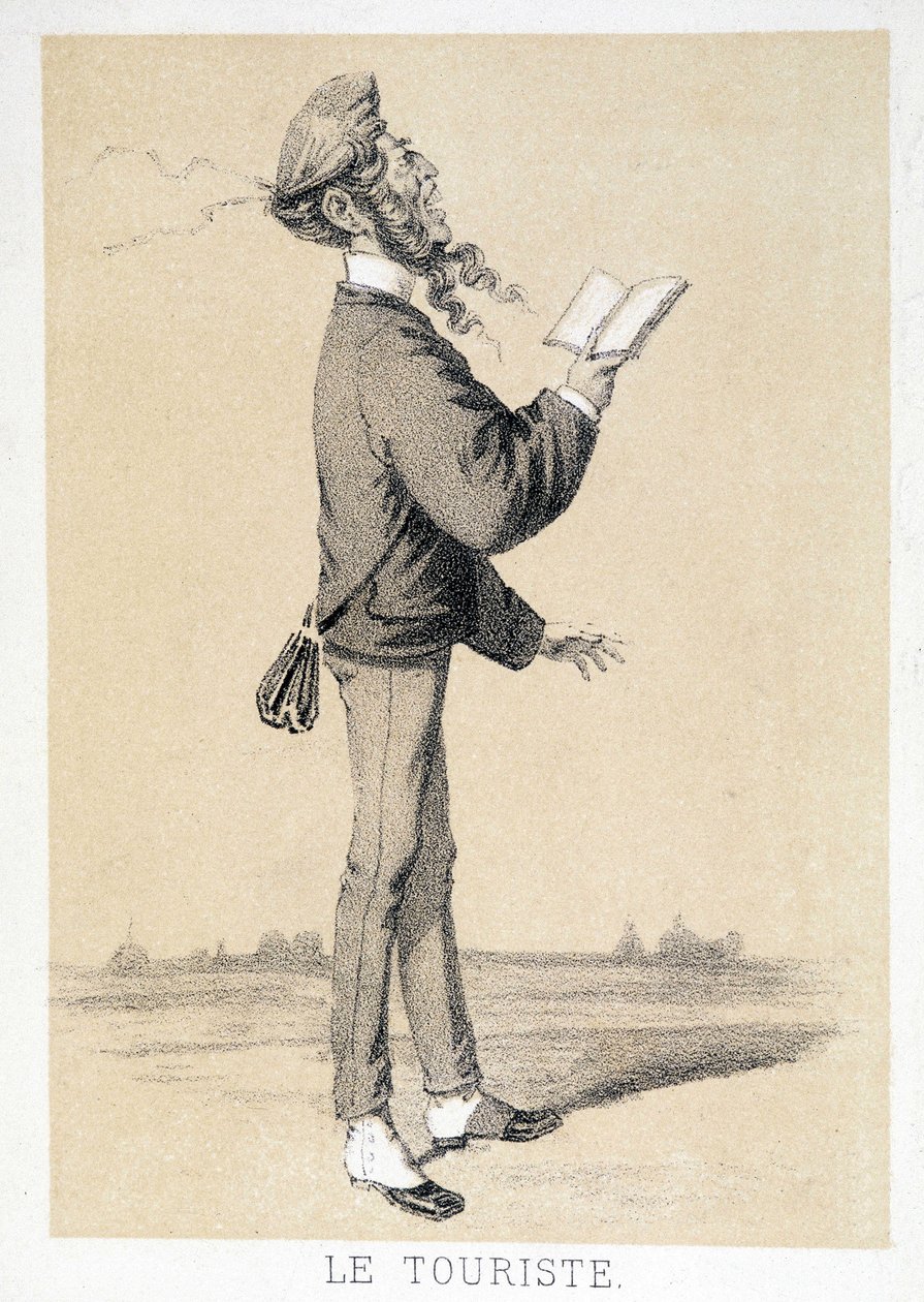 Cartoon of an English tourist around 1866. بواسطة فنان غير معروف