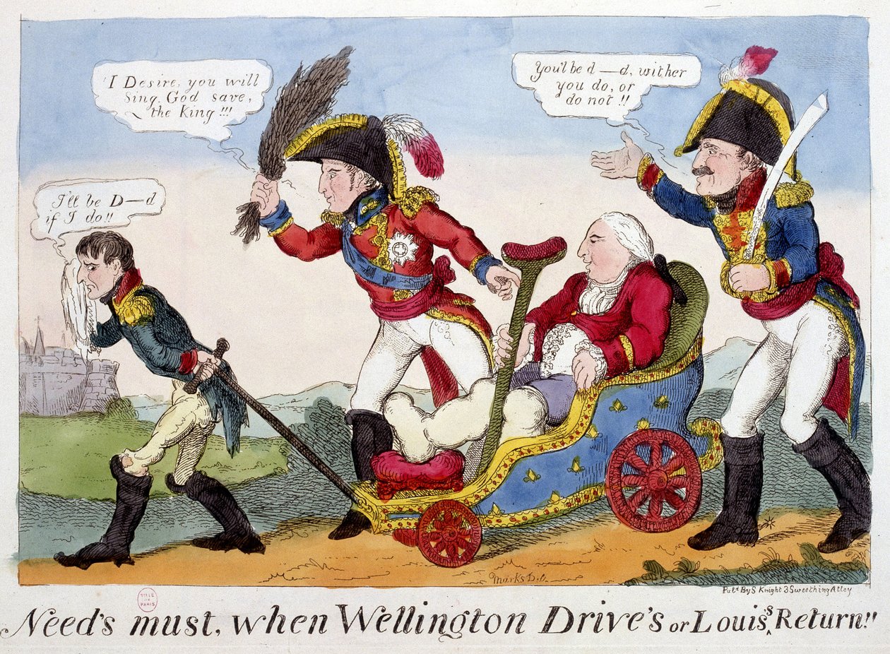 Cartoon on Napoleon 1er و Louis XVIII and Wellington - in "" Napoleon 1er "، Cartoon Collection بواسطة فنان غير معروف