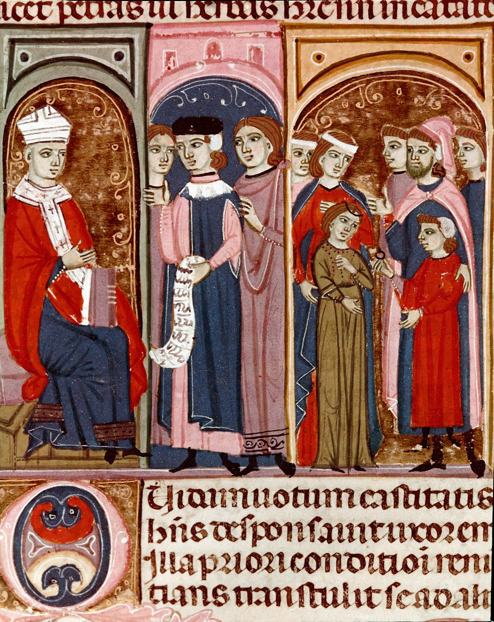 الاحتفال بزواج مصغر من قانون جستنيان (Codex Justinianus) ، مجموعة من القوانين والمؤسسات التي أعيد استيعابها في عهد الإمبراطور الروماني جستنيان الأول من بيزنطة (483-565) بواسطة فنان غير معروف