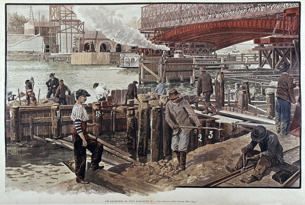 موقع جسر الإسكندر الثالث - في "مجلة Le Petit Journal" 05/1899 بواسطة فنان غير معروف