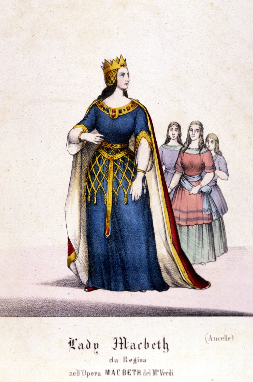 شخصية ليدي ماكبث في أوبرا "ماكبث" لجوزيبي فيردي (1813 - 1901) بعد أعمال ويليام شكسبير. 1847. النقش. بواسطة فنان غير معروف