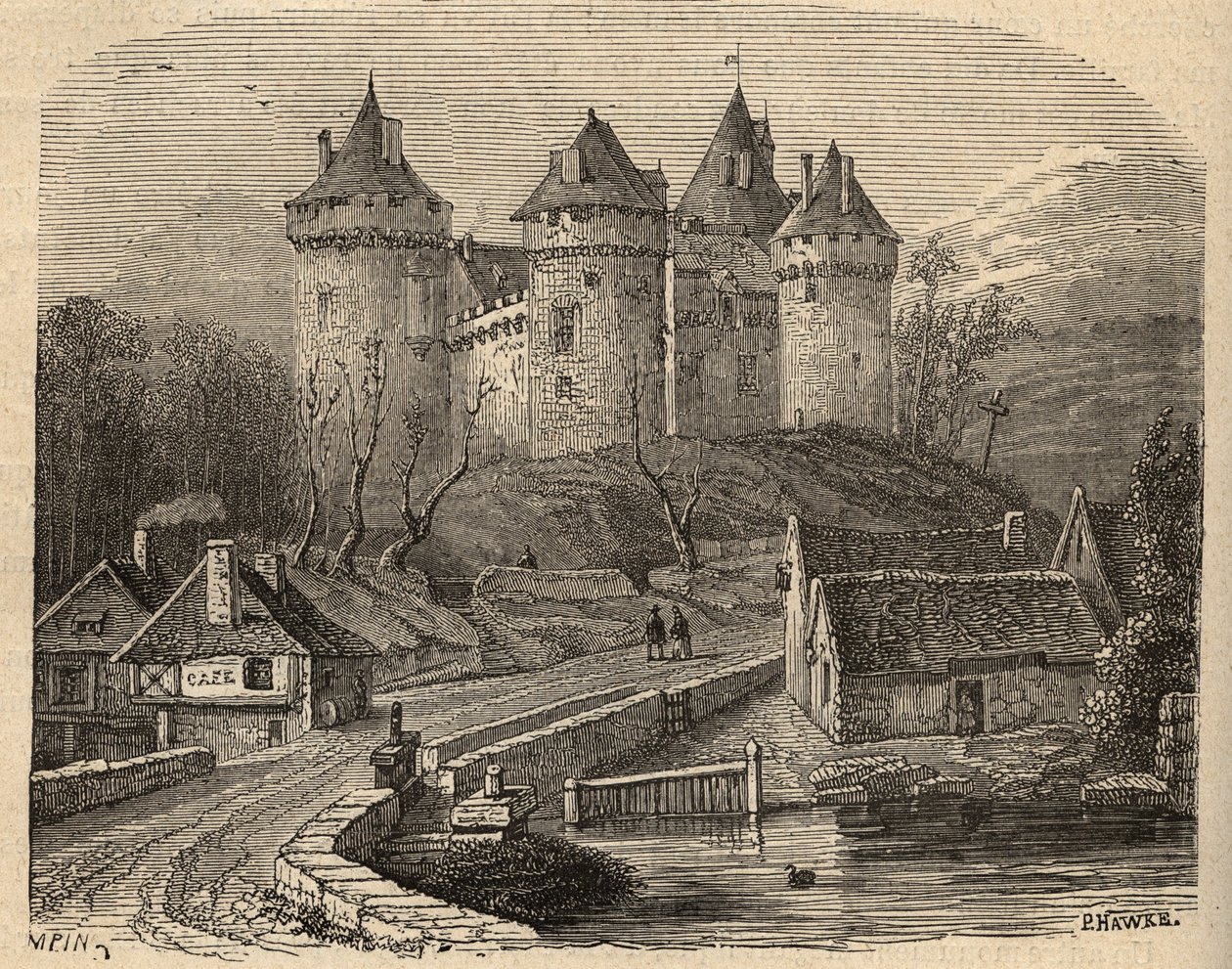 Chateau de Combourg - Ille-et-Vilaine Bretagne - نقش في "" PATRIE - الصورة وصف مقتضب لفرنسا في 6 مجلدات بواسطة لوسين هوارد - نهاية القرن التاسع عشر بواسطة فنان غير معروف