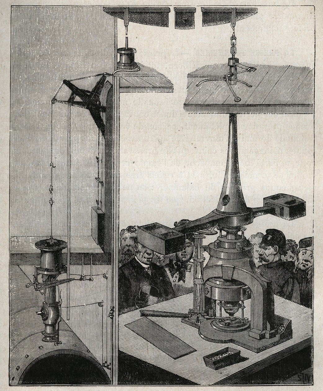 العملة المعدنية: ميزان بخار London Mint. نقش من عام 1885 في "" Les Arts et metiers Illustres "" لأدولف بيتارد. بواسطة فنان غير معروف