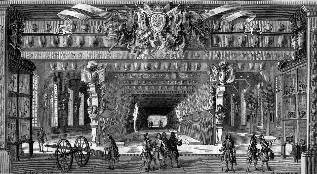 مجموعة من الأسلحة العتيقة في الباستيل في عهد لويس الرابع عشر (1643 إلى 1715). بواسطة فنان غير معروف