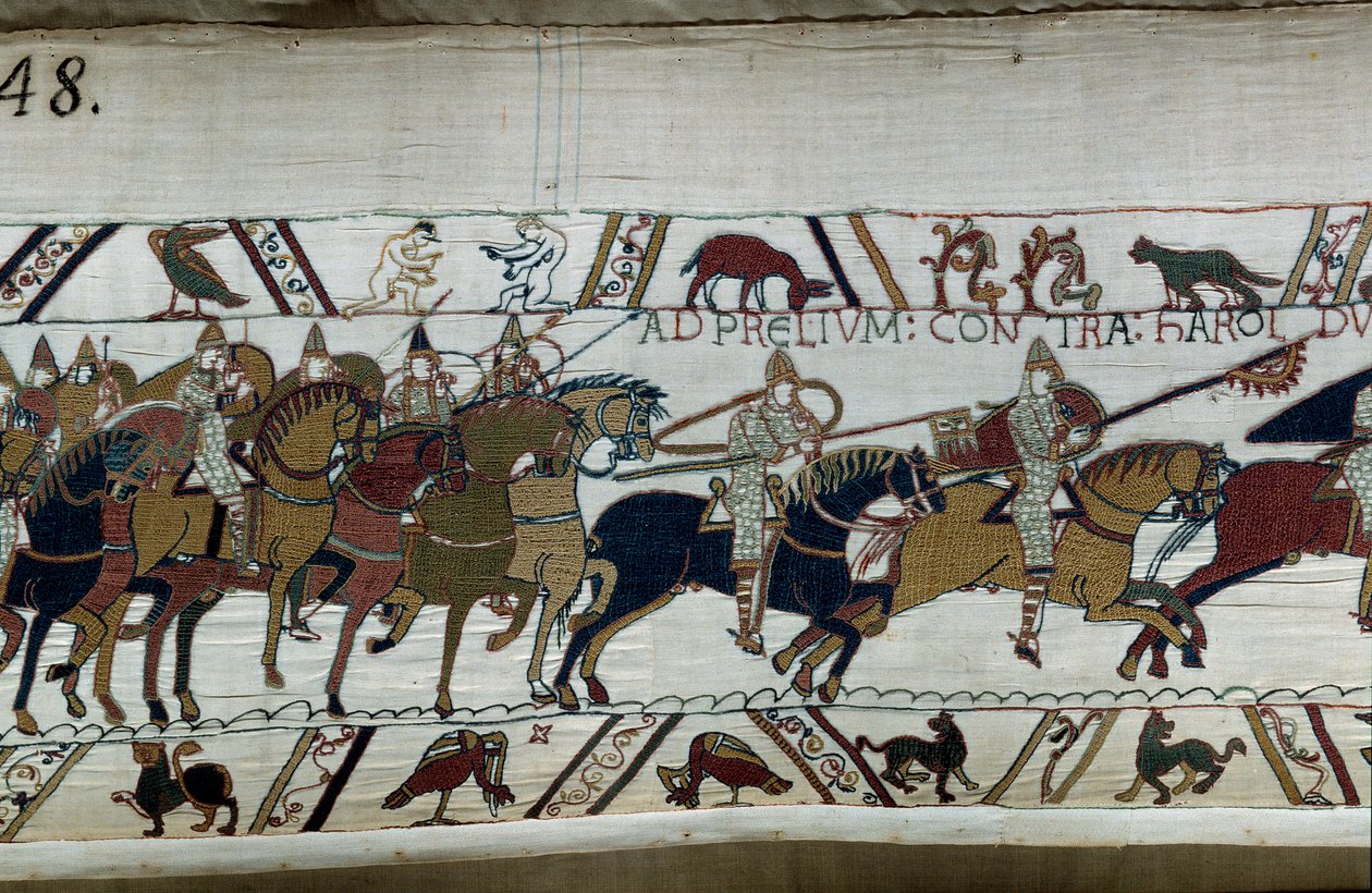 غزو إنجلترا من قبل الدوق النورماندي ويليام الفاتح (1027-1087) عام 1066: تقدم جيشه نحو جيش هارولد الثاني أ هاستينغز. بواسطة فنان غير معروف