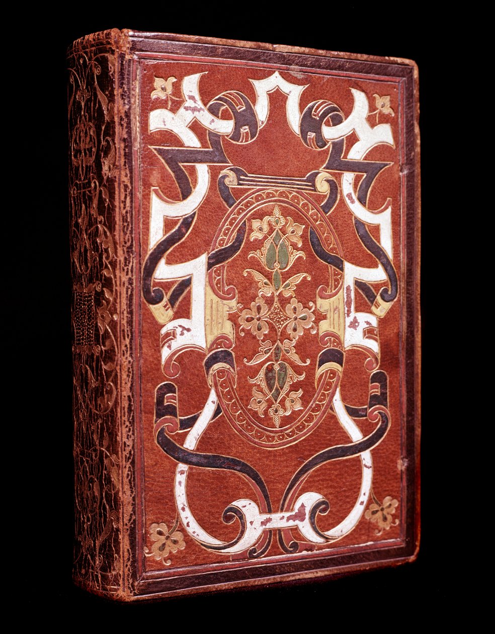 نسخة من الكتاب المقدس باللاتينية تخص John Grolier de Servieres (1479-1565) ، tresorier و bibliophile ، إلى غلاف maroquin الأحمر (الكتاب المقدس مع تجليد Grolier للكتب) Chantilly musee Conde بواسطة فنان غير معروف