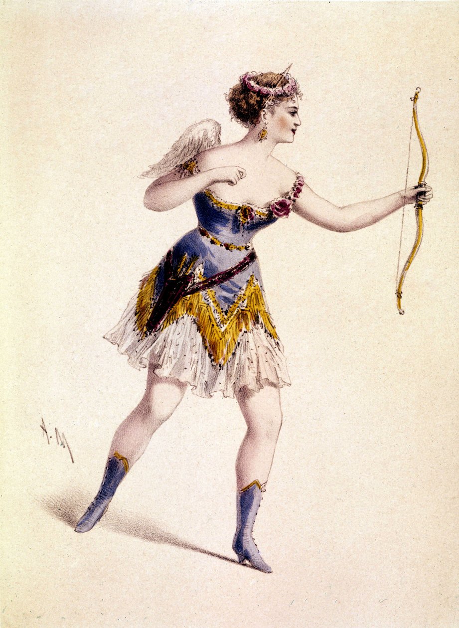 كورا بيرل (1842-1886) ، مومس إنجليزية ، في دور كيوبيد في الأوبرا "Orphee to Hell" بواسطة فنان غير معروف