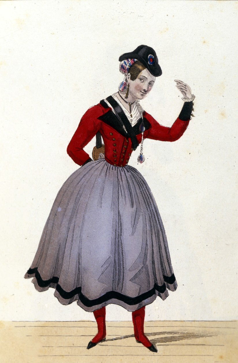 زي الأوبرا الكوميدية "La fille du regiment" للمخرج Gaetano Donizetti بواسطة فنان غير معروف