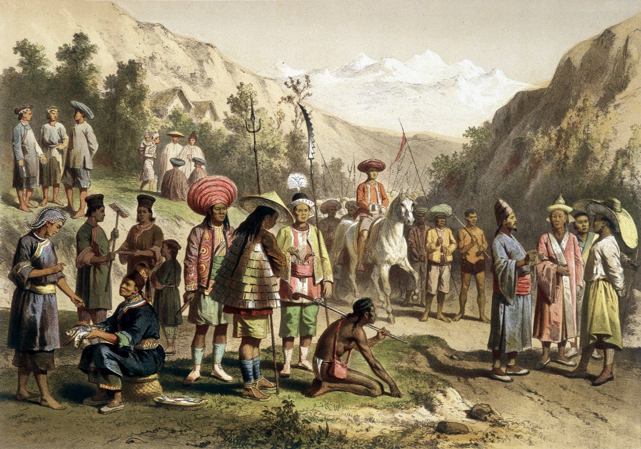 أزياء من مملكة تا لي ، جنوب الصين. أطلس رحلة الاستكشاف إلى الهند الصينية خلال الأعوام 1866 - 1868 ، حرره ف. غارنييه بواسطة فنان غير معروف