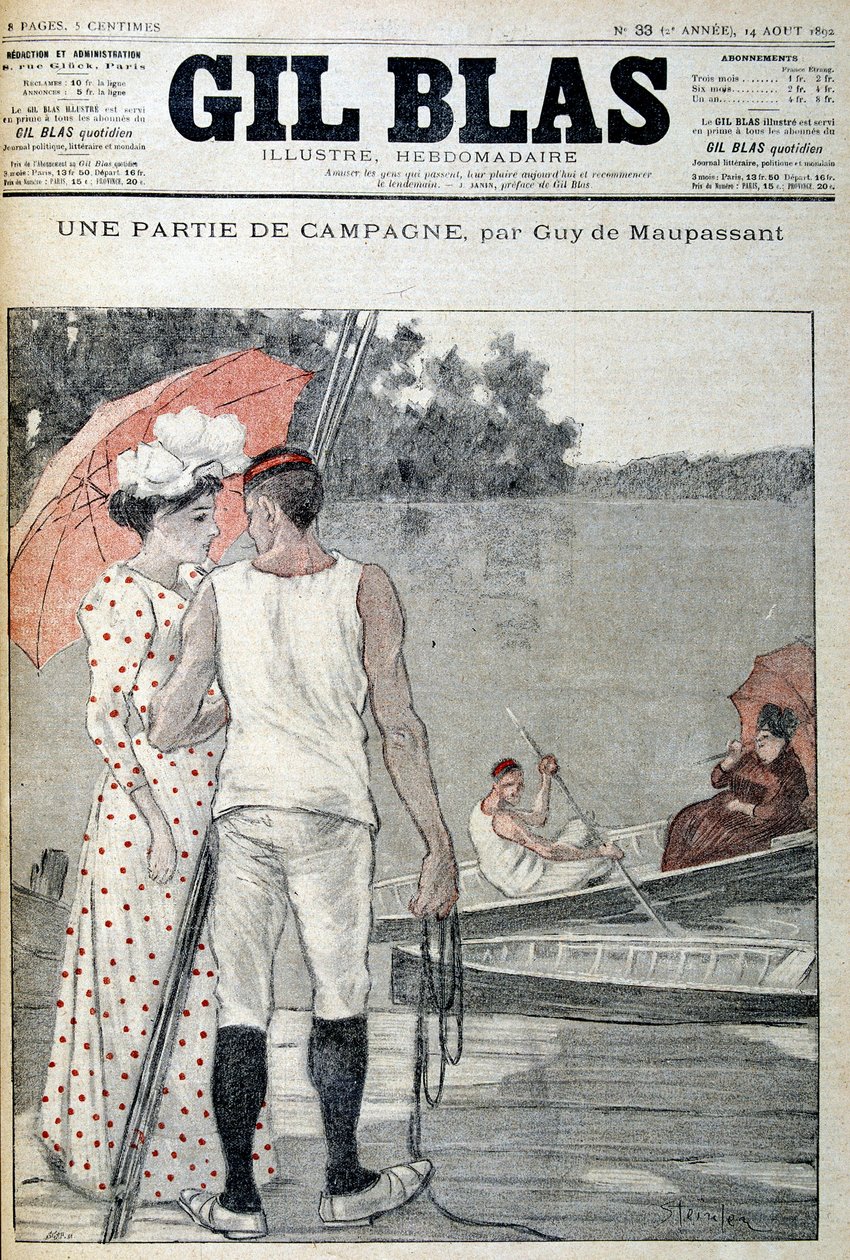 غلاف "" Gil Blas "" يوضح "" جزء من الحملة "" بقلم Guy de Maupassant. ١٤/٨/١٨٩٢. بواسطة فنان غير معروف