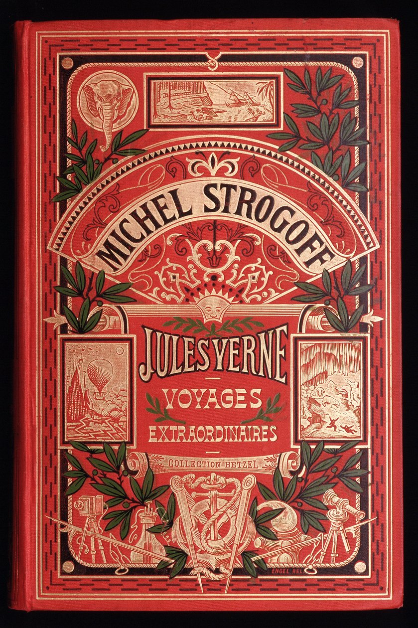 غلاف كتاب Jules Verne "" Michel Strogoff "، محرر. هيتزل بواسطة فنان غير معروف