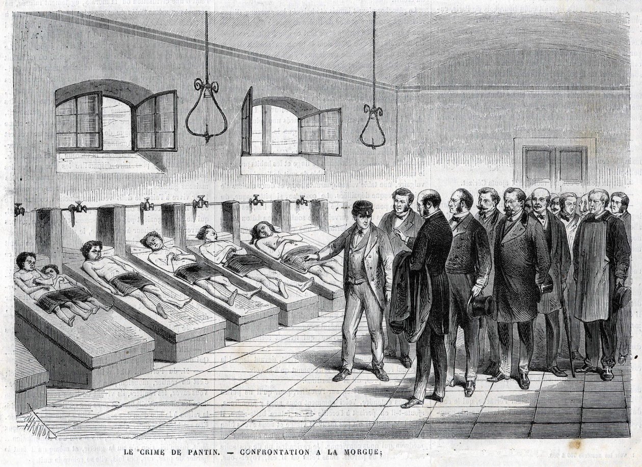 جريمة بانتين في أكتوبر 1869. مواجهة في المشرحة. نقش 1869 بواسطة فنان غير معروف