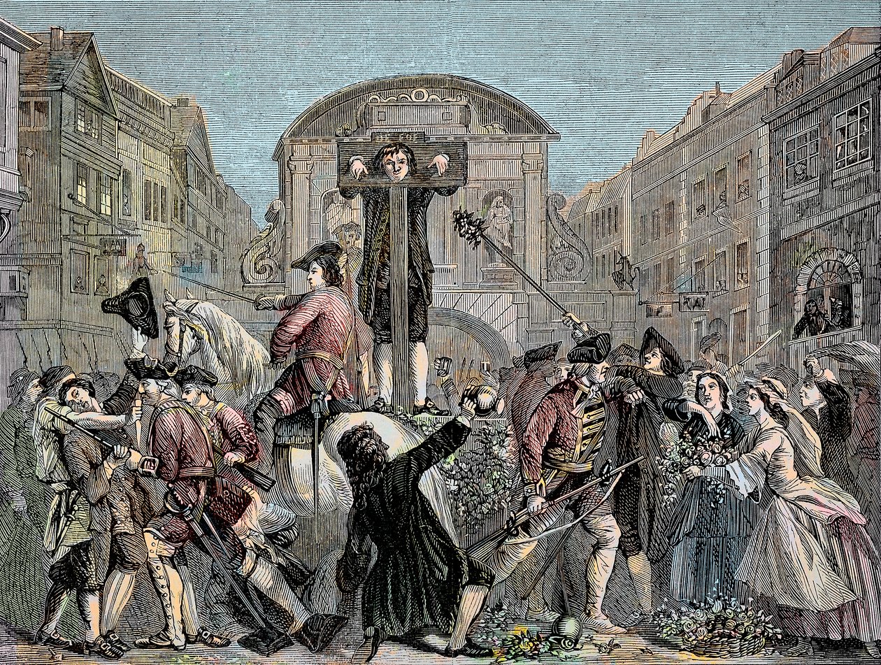 تعرض دانيال ديفو (ديفو) (1659-1731) للسخرية في لندن عام 1703 لنشره قصته الساخرة "" أقصر طريق مع المنشقين "" - الكاتب والمغامر دانيال ديفو (1659-1731) حكم عليه عام 1703 بمسقط. لنصوصه ضد int بواسطة فنان غير معروف