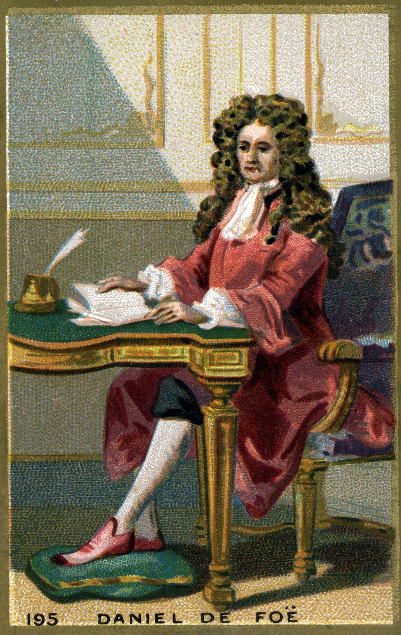 دانيال دي فو أو ديفو (1660 - 1731) كاتب وكاتب إنجليزي. الطباعة الحجرية الملونة في القرن التاسع عشر. بواسطة فنان غير معروف