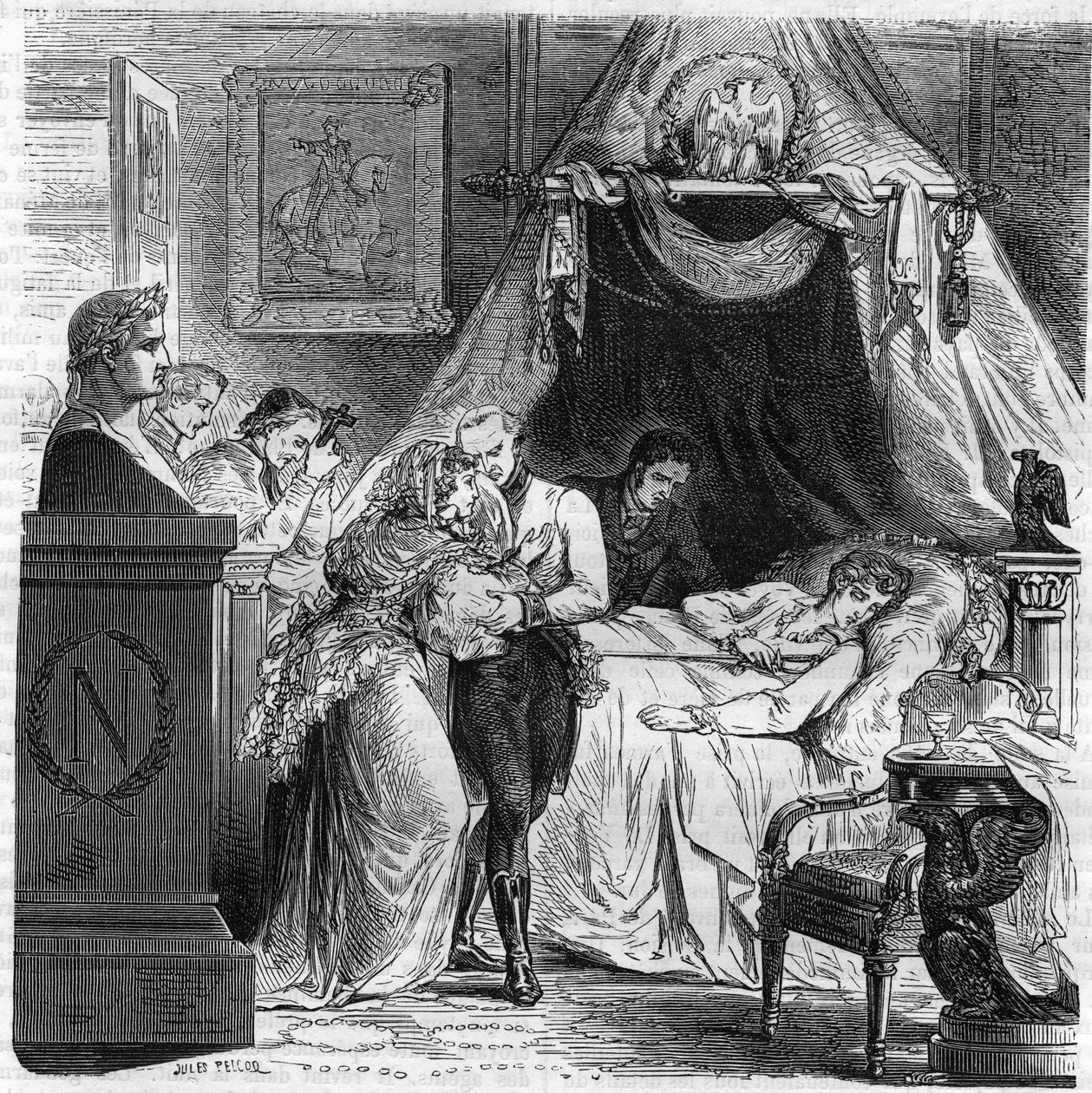 وفاة نابليون الثاني ، ابن نابليون الأول ، دوق رايششتات (1811-1832). بواسطة فنان غير معروف