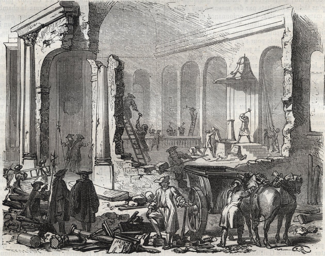 هدم معبد Charenton في نوفمبر 1685 بعد إلغاء تحرير نانت ، 18 أكتوبر بواسطة فنان غير معروف