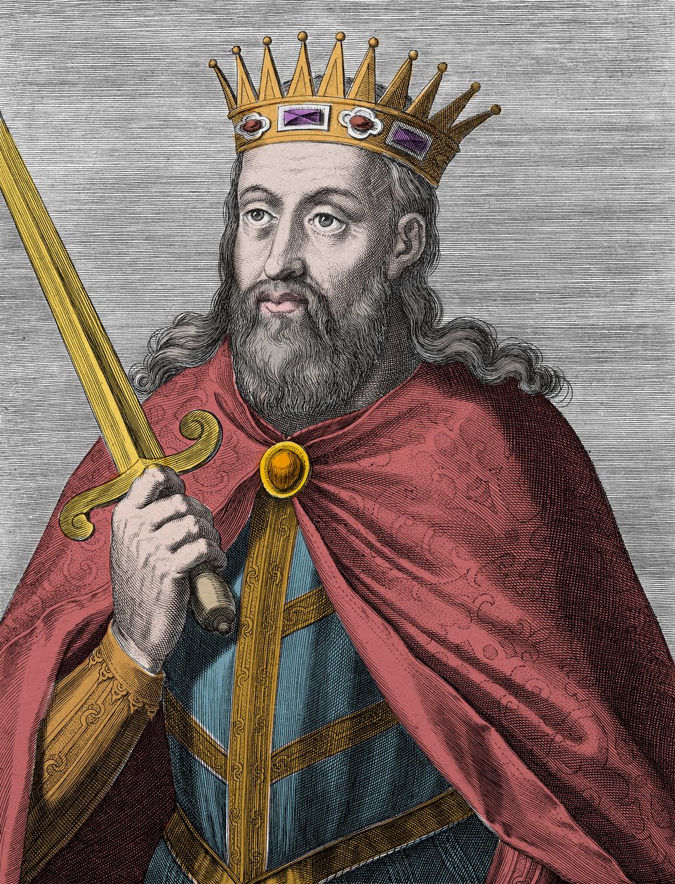 دينيس البرتغالي (ملك المزارع) - دينيس الأول ملك البرتغال (1261-1325) (المزارع - الملك تروبادور - والد الوطن - الليبرالي) نقش بواسطة فنان غير معروف