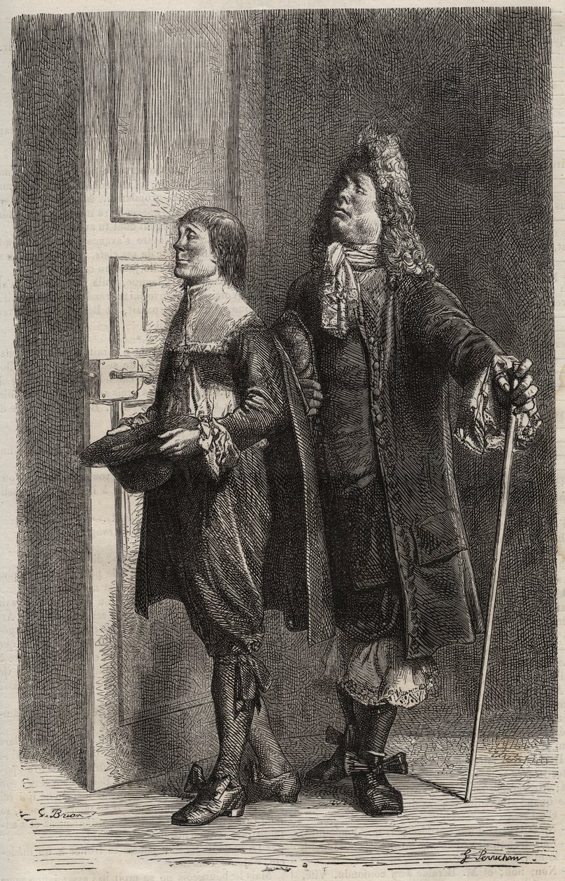 Diafoirus pere et fils - نقش لـ "" The Imaginary Malad "" لجين بابتيست بوكلين ديت موليير (1622-1673) (The Imaginary Invalid) بواسطة فنان غير معروف