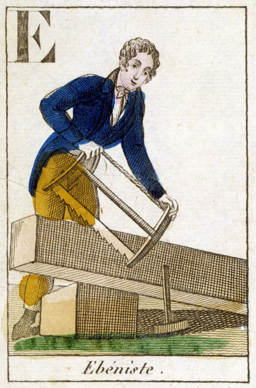 Ebenist at work - engraving, v.1800 بواسطة فنان غير معروف