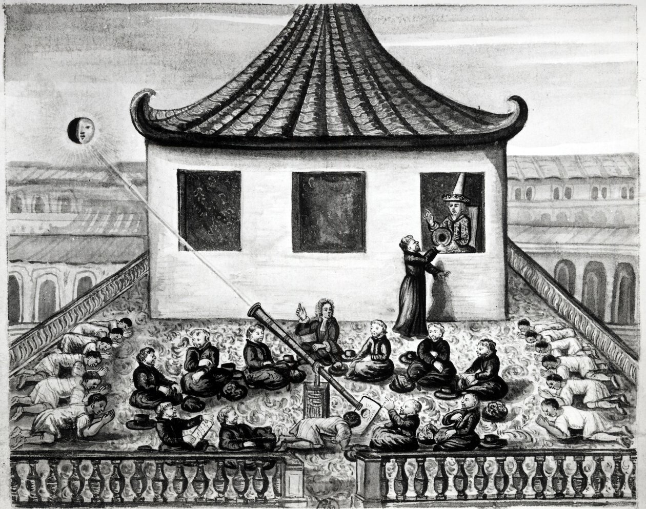 كسوف الشمس - في "" رحلات مملكة سيام التاريخية لعام 1688 "". بواسطة فنان غير معروف