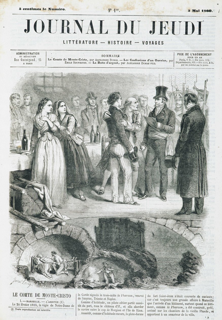 إدموند دانتس ، كونت مونت كريستو (مونتي كريستو) لديه حفل استقبال - في "" Le Journal du Thursday "من 03/05/1860 بواسطة فنان غير معروف