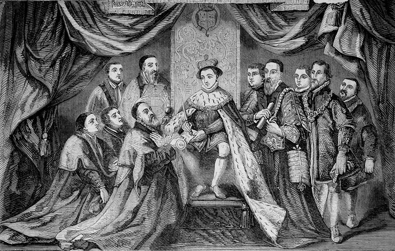 إدوارد السادس (1547-1553) ، ملك إنجلترا ، منح امتيازًا بالتوقيع على ميثاق لبريدويل - وفقًا لهانز هولبين. بواسطة فنان غير معروف