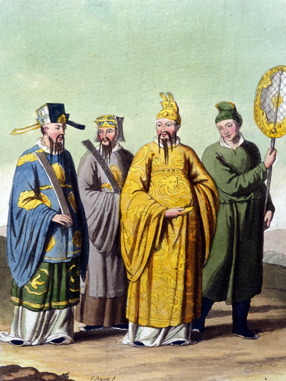 إمبراطور الصين محاطًا بالماندرين - في "Le costume ancien et moderne" بقلم J. Ferrario ، محرر. ميلان بواسطة فنان غير معروف