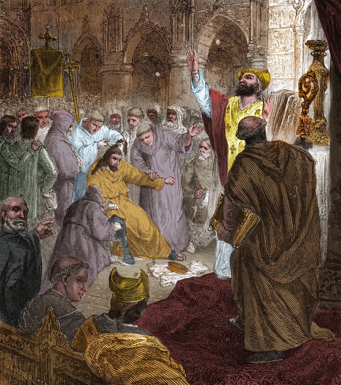 نهاية سلالة Merovingian ، 751: ترسيب الملك Childeric الثالث (714-754) بيبين الموجز (714-768). بواسطة فنان غير معروف