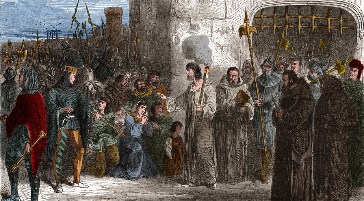 Enguerrand de Marigny (1260-1315) الحجرة ووزير الملك فيليب الرابع بيل يمشي إلى التعذيب في عام 1315. نقش في "" لوحات Histoire De France En Cent بقلم Paul Lehugeur "" 1891 - Enguerrand de Marigny (1260-1315) وزير ف بواسطة فنان غير معروف