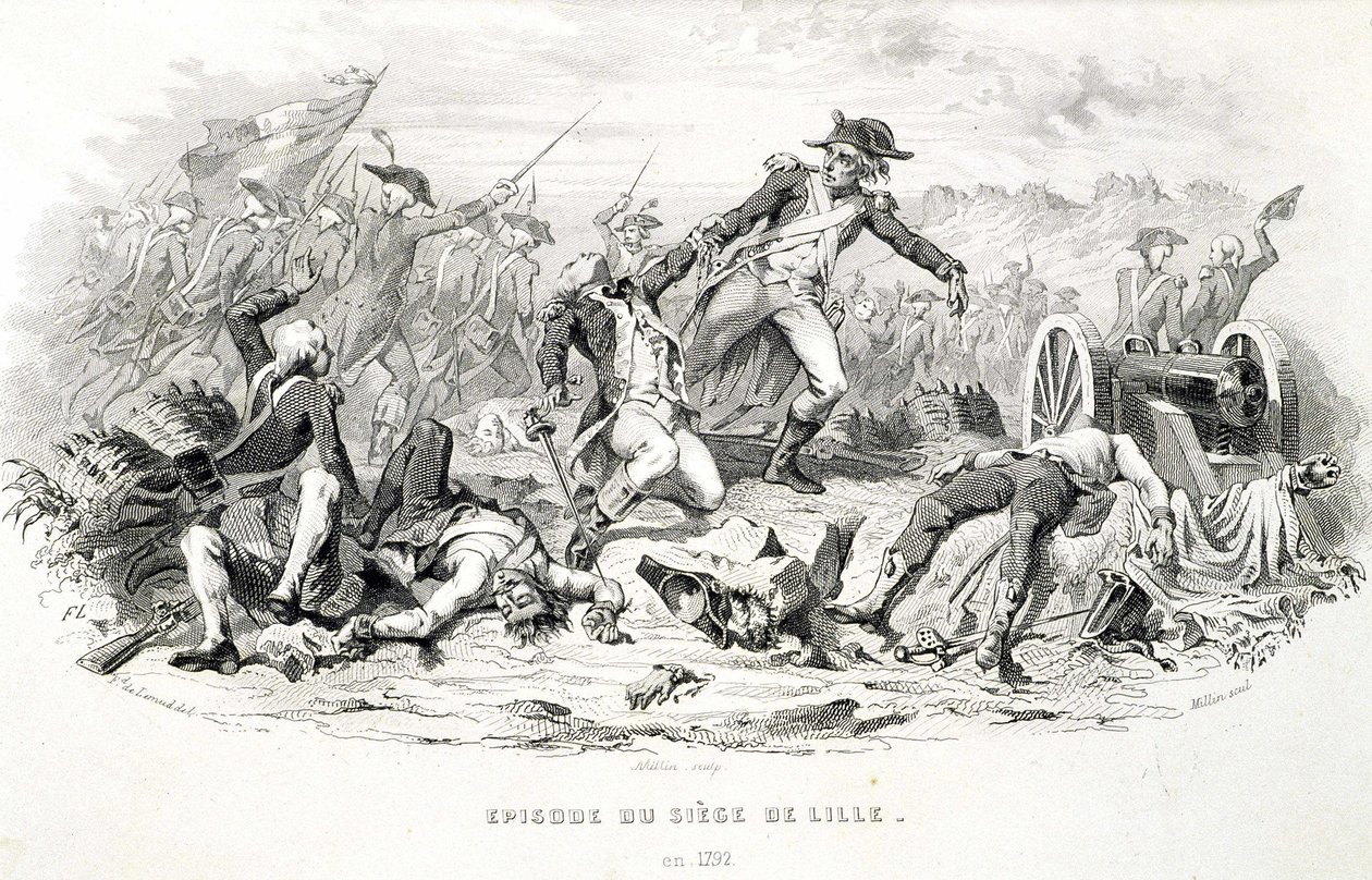 حلقة حصار ليل عام 1792 - في "" Fasttes de Gardes nationales de France "" بواسطة فنان غير معروف