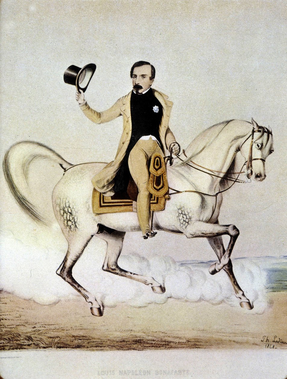 صورة الفروسية للويس نابليون بونابرت (لويس نابليون الثالث) بملابس مدنية عام 1848. بواسطة فنان غير معروف