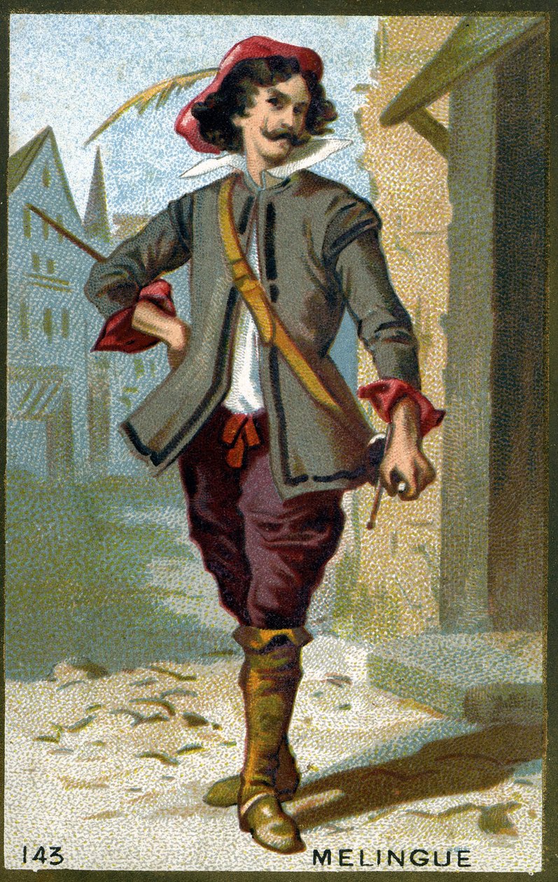 Etienne Marin Mélingue (1808-1875) ، الممثل الفرنسي الذي لعب دور Artagnan. الطباعة الحجرية الملونة في القرن التاسع عشر. بواسطة فنان غير معروف