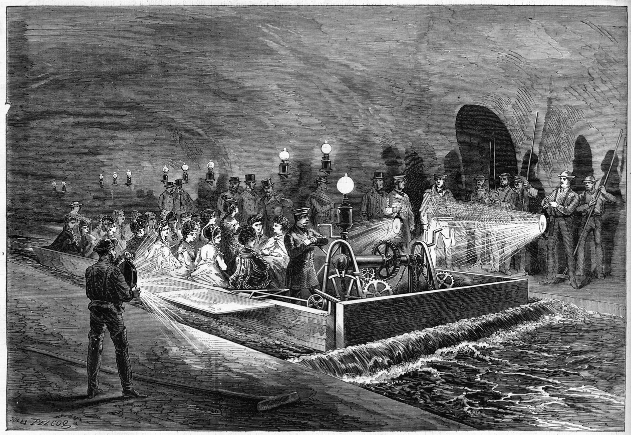 رحلة في مجاري باريس عام 1872. بواسطة فنان غير معروف