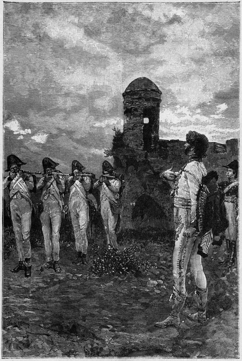 إعدام يواكيم مراد (1767-1815) ، ماريشال من فرنسا وملك نابولي في عام 1815. بواسطة فنان غير معروف
