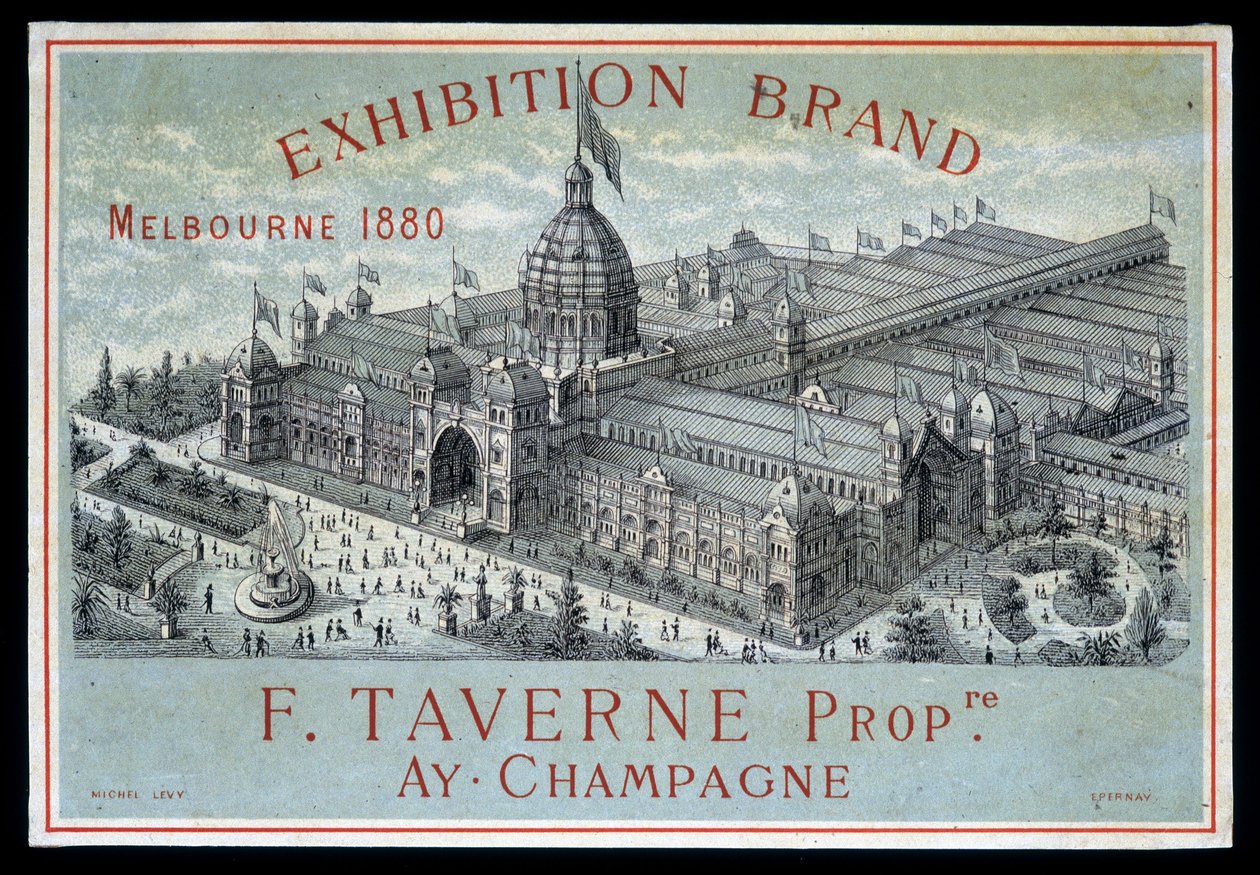 معرض الماركات في ملبورن 1880: F. Taverne Champagne. بواسطة فنان غير معروف