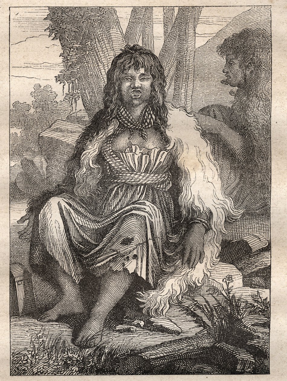 رحلة استكشافية حول العالم (1785-1788) بقلم جان فرانسوا غالوب دي لا بيروز (1741-1788): أنواع النساء في ميناء الفرنسي (ألاسكا) - رسم توضيحي مأخوذ من "" Les Grands Mariners du 18th "" بواسطة فنان غير معروف