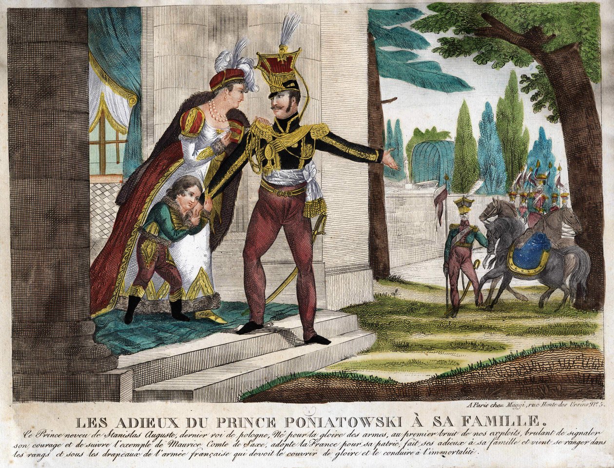وداع الأمير جوزيف (جوزيف) أنتوني بوناتوفسكي (1763-1813) لعائلته ، نقش العصر بواسطة فنان غير معروف