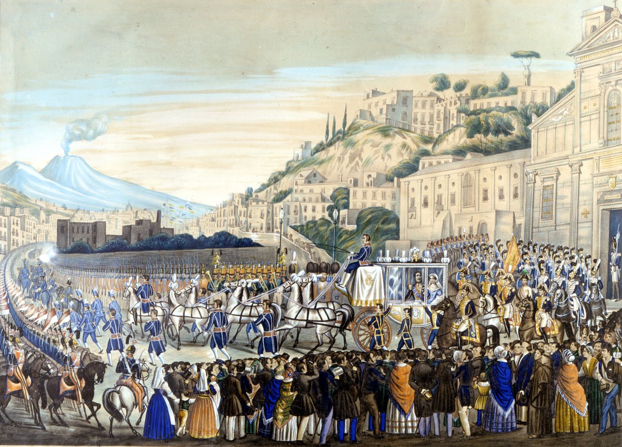 فرديناند الثاني (1467 - 1496) وماري تيريز في بازيليك بيديغروتا بواسطة فنان غير معروف