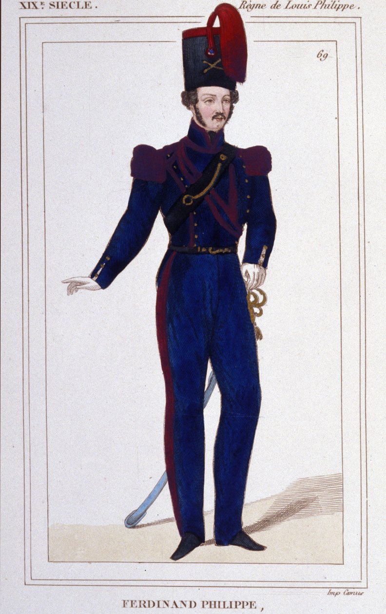 فرديناند فيليب (فرديناند فيليب) لويس ، دوق شارتر ، ثم دوق أورليان (1810-1842). الأمير الفرنسي ، ابن الملك لويس فيليب الأول (لويس فيليب) من فرنسا. نقش من عام 1850 بواسطة فنان غير معروف