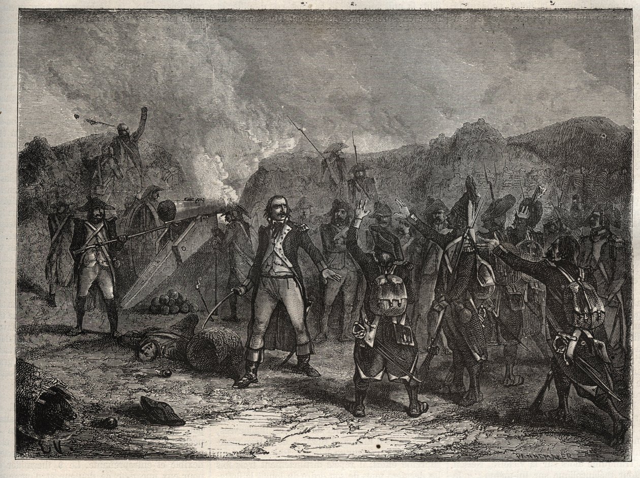 التحالف الأول: العقيد أنطوان غيوم (أنطوان غيوم) رامبون (1759-1842) في معركة مونتينوت في 12 أبريل 1796 ، أثناء الحملة الإيطالية ضد القوات الفرنسية لنابليون بونابرت ضد النمساويين وجيوش سردينيا - الفرنسية بواسطة فنان غير معروف